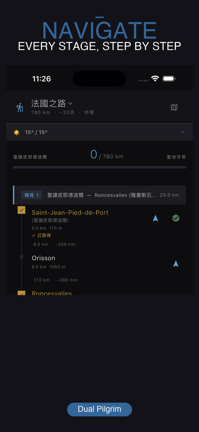 Sacred Trails App — Stage Navigation